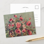 Still Life, Roses of Vargemont | Renoir Postcard<br><div class="desc">Still Life,  Roses of Vargemont (1882) by French Impressionist artist Pierre-Auguste Renoir. The fine art painting depicts an abstract impressionist still life of roses. 

Use the design tools to add custom text or personalise the image.</div>