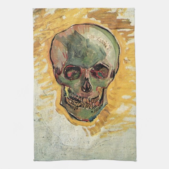 Still Life Skull by Vincent van Gogh Tea Towel (Vertical)