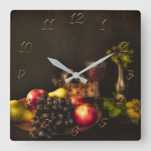 Still life square wall clock