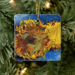 Still Life Two Cut Sunflowers by Vincent van Gogh Ceramic Ornament