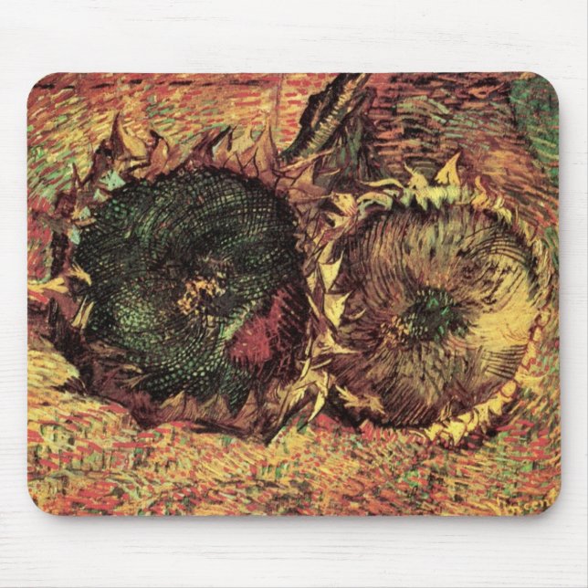 Still Life Two Cut Sunflowers by Vincent van Gogh Mouse Mat (Front)