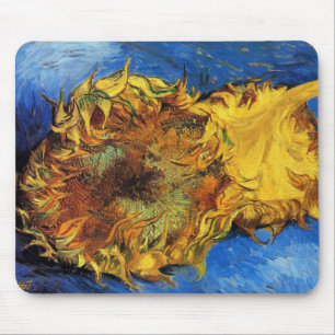 Still Life Two Cut Sunflowers by Vincent van Gogh Mouse Mat