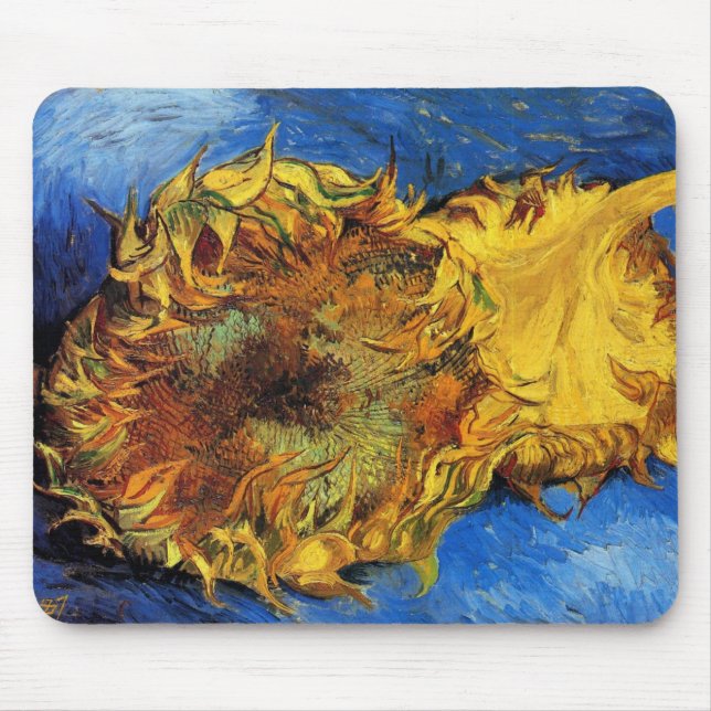 Still Life Two Cut Sunflowers by Vincent van Gogh Mouse Mat (Front)