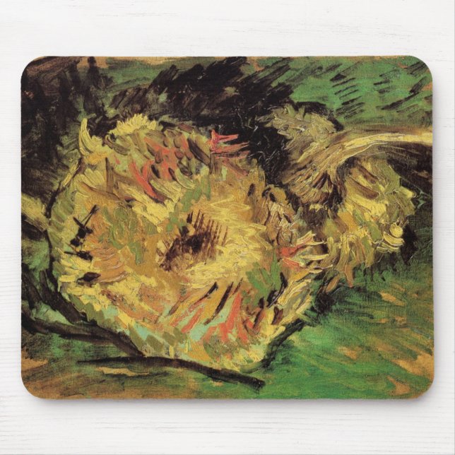 Still Life Two Cut Sunflowers by Vincent van Gogh Mouse Mat (Front)