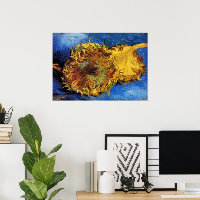 Still Life Two Cut Sunflowers by Vincent van Gogh Poster (Home Office)
