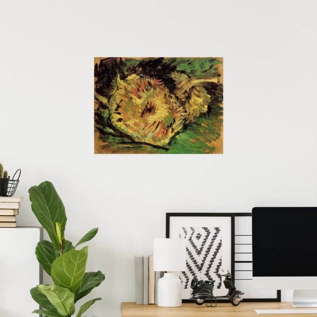 Still Life Two Cut Sunflowers by Vincent van Gogh Poster (Home Office)