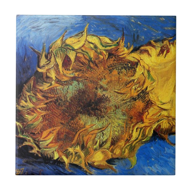 Still Life Two Cut Sunflowers by Vincent van Gogh Tile (Front)