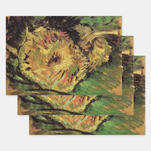Still Life Two Cut Sunflowers by Vincent van Gogh Wrapping Paper Sheet (Set)