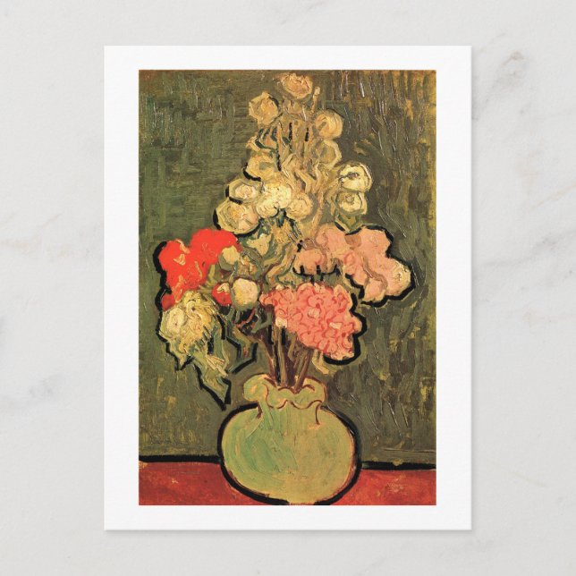 Still Life Vase Rose-Mallows Van Gogh Fine Art Postcard (Front)