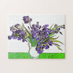 Still Life Vase Violet Irises Van Gogh Fine Art Jigsaw Puzzle