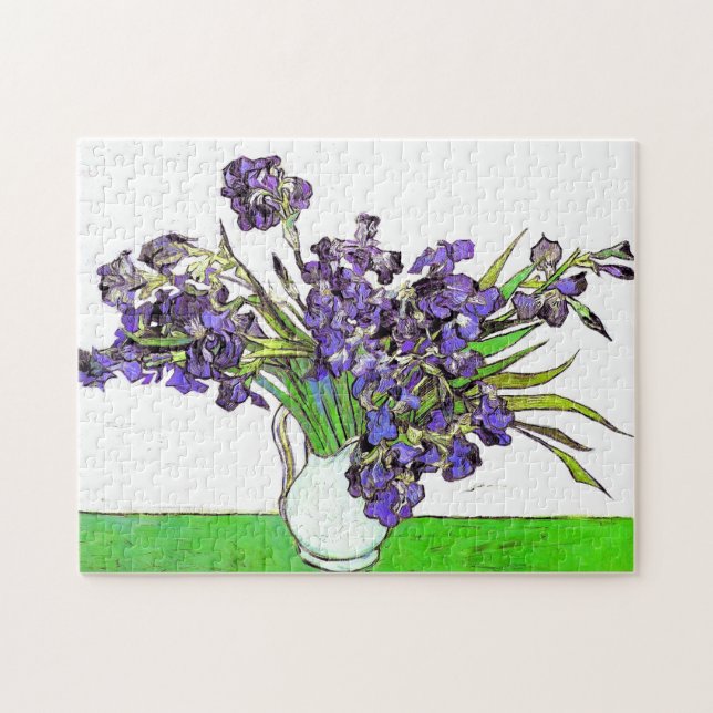 Still Life Vase Violet Irises Van Gogh Fine Art Jigsaw Puzzle (Horizontal)