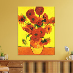 Still Life Vase w 15 Sunflowers Vincent van Gogh Canvas Print