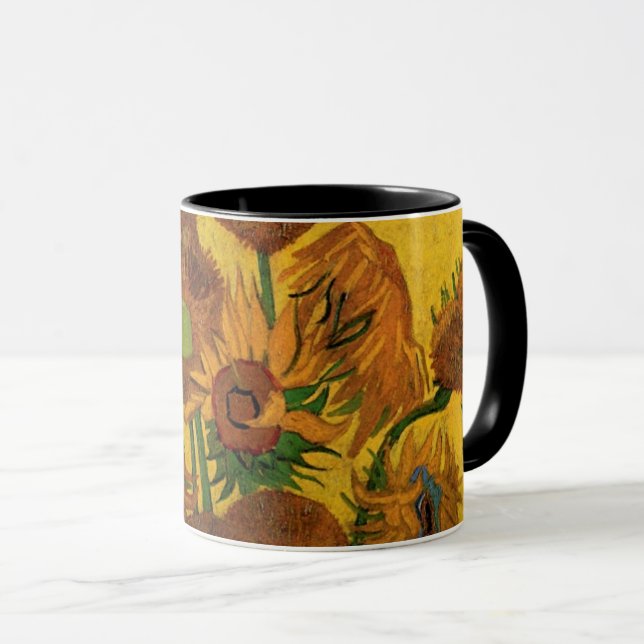 Still Life Vase w 15 Sunflowers Vincent van Gogh Mug (Front Right)