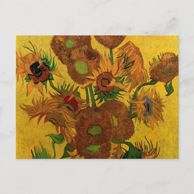 Still Life Vase w 15 Sunflowers Vincent van Gogh Postcard (Front)