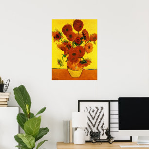 Still Life Vase w 15 Sunflowers Vincent van Gogh Poster