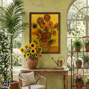 Still Life Vase w 15 Sunflowers Vincent van Gogh Poster