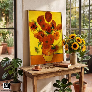 Still Life Vase w 15 Sunflowers Vincent van Gogh Poster