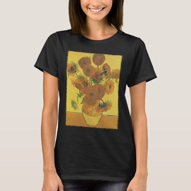 Still Life Vase w 15 Sunflowers Vincent van Gogh T-Shirt (Front)