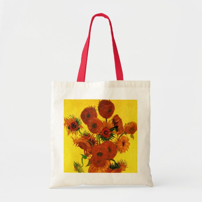 Still Life Vase w 15 Sunflowers Vincent van Gogh Tote Bag (Front)