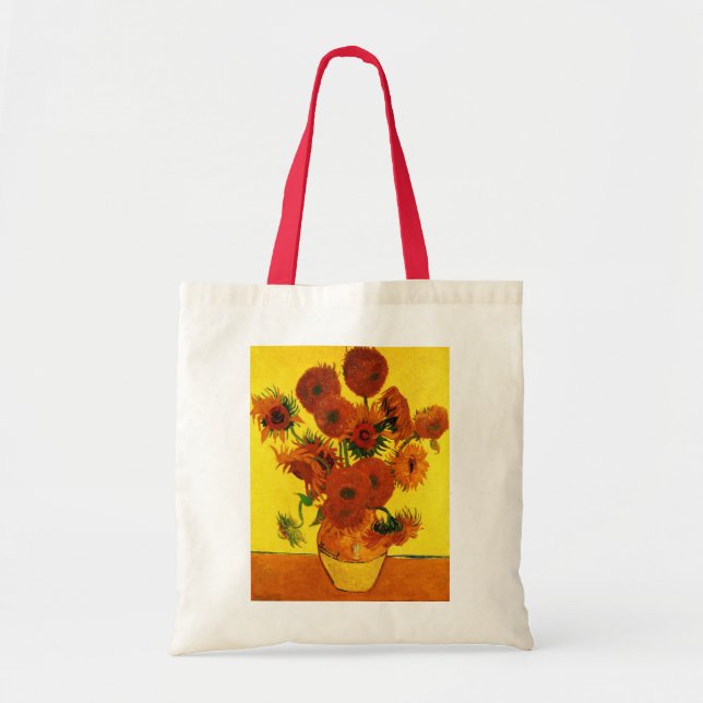 Still Life Vase w 15 Sunflowers Vincent van Gogh Tote Bag (Front)