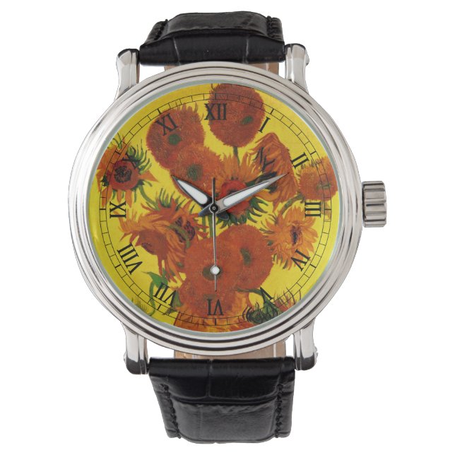 Still Life Vase w 15 Sunflowers Vincent van Gogh Watch (Front)