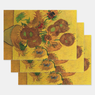 Still Life Vase w 15 Sunflowers Vincent van Gogh Wrapping Paper Sheet
