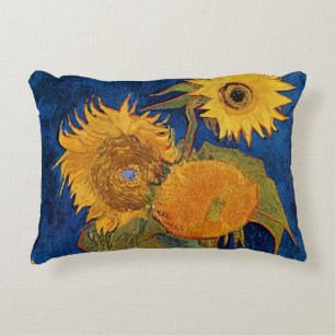 Still Life Vase with Five Sunflowers by Van Gogh Decorative Cushion