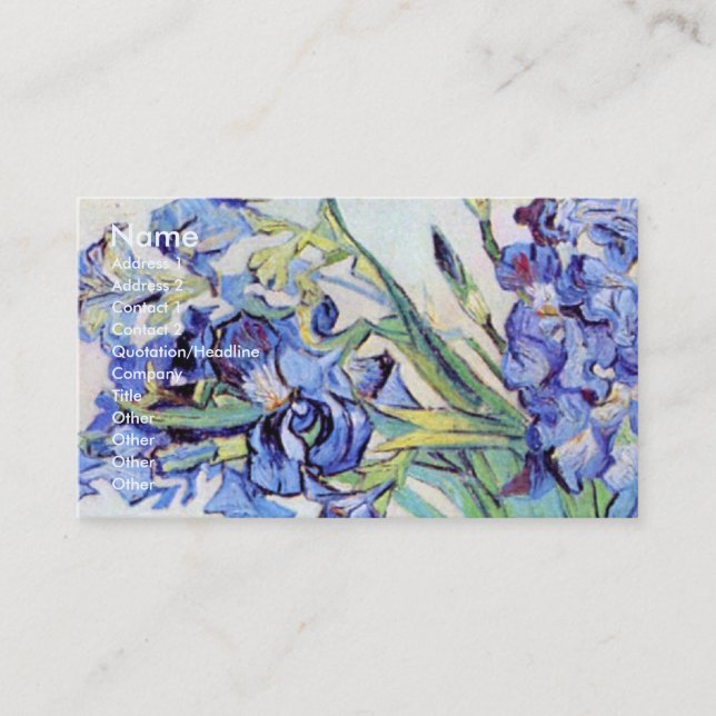 Still Life Vase with Irises by Vincent van Gogh Business Card (Front)