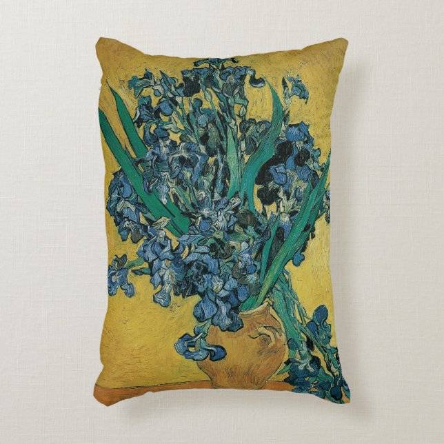 Still Life Vase with Irises by Vincent van Gogh Decorative Cushion (Front(Vertical))