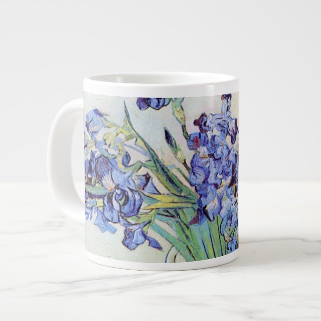 Still Life Vase with Irises by Vincent van Gogh Large Coffee Mug (Front Left)
