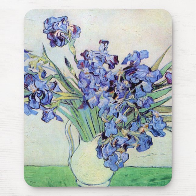 Still Life Vase with Irises by Vincent van Gogh Mouse Mat (Front)