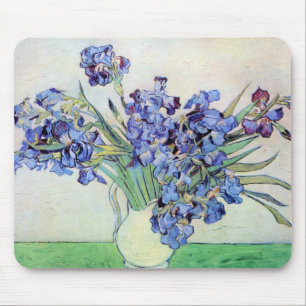 Still Life Vase with Irises by Vincent van Gogh Mouse Mat