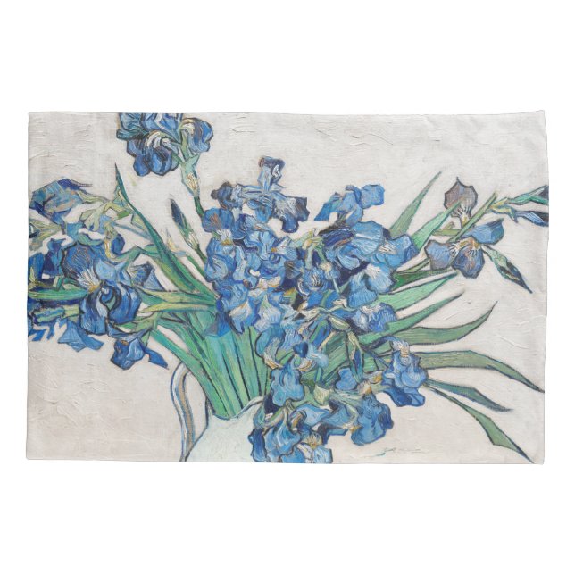 Still Life Vase with Irises by Vincent van Gogh Pillowcase (Back)