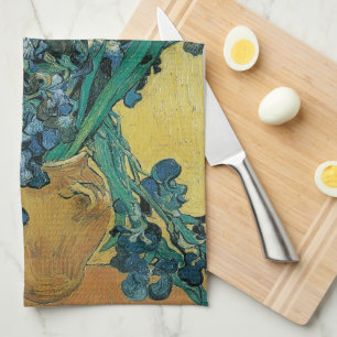Still Life Vase with Irises by Vincent van Gogh Tea Towel