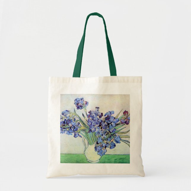 Still Life Vase with Irises by Vincent van Gogh Tote Bag (Front)