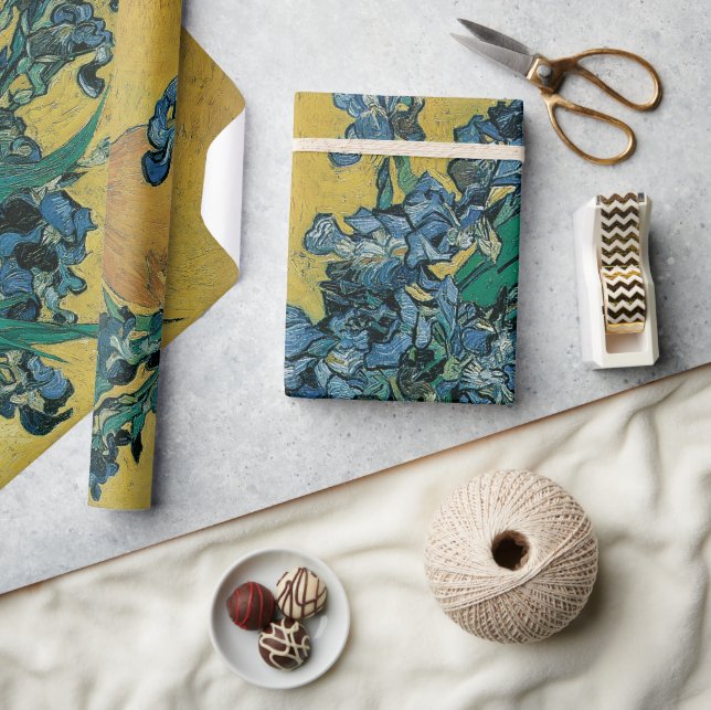 Still Life Vase with Irises by Vincent van Gogh Wrapping Paper (Crafts)