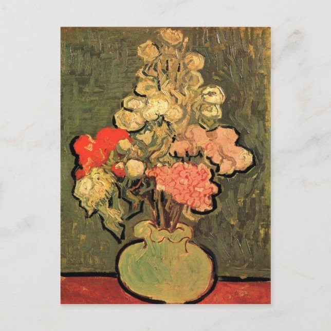 Still Life Vase With Rose Mallows by van Gogh 1890 Postcard (Front)