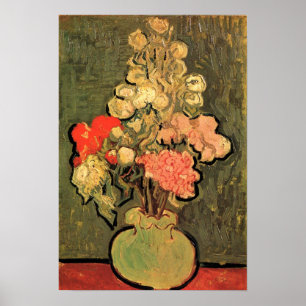 Still Life Vase With Rose Mallows by van Gogh 1890 Poster