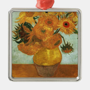 Still life - Vase with twelve Sunflowers Metal Tree Decoration