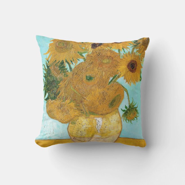 Still Life - Vase with Twelve Sunflowers van Gogh Cushion (Front)