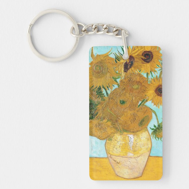 Still Life - Vase with Twelve Sunflowers van Gogh Key Ring (Front)
