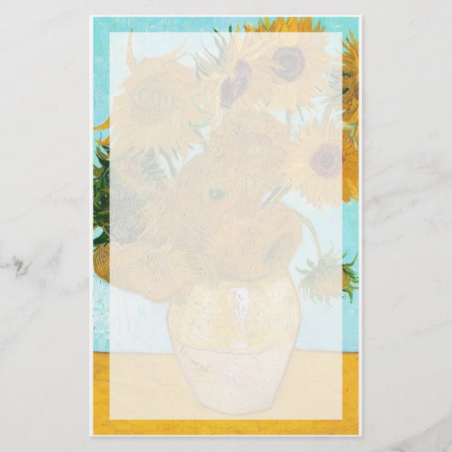 Still Life - Vase with Twelve Sunflowers van Gogh Stationery (Front)