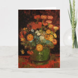 Still Life Vase with Zinnias by Vincent van Gogh Card