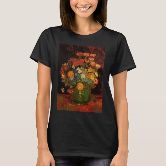 Still Life Vase with Zinnias by Vincent van Gogh T-Shirt (Front)