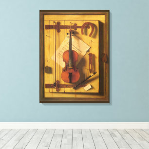 Still Life Violin and Music by William Harnett Canvas Print