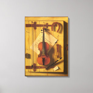 Still Life Violin and Music by William Harnett Canvas Print