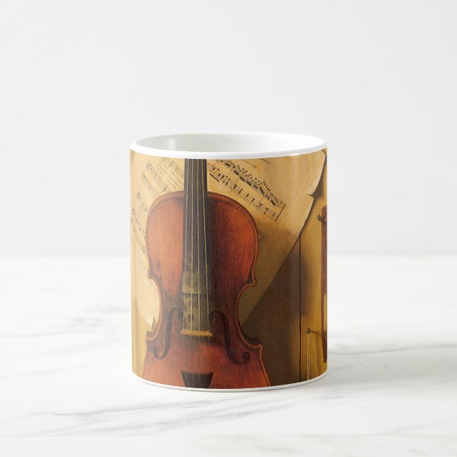Still Life Violin and Music by William Harnett Coffee Mug (Center)