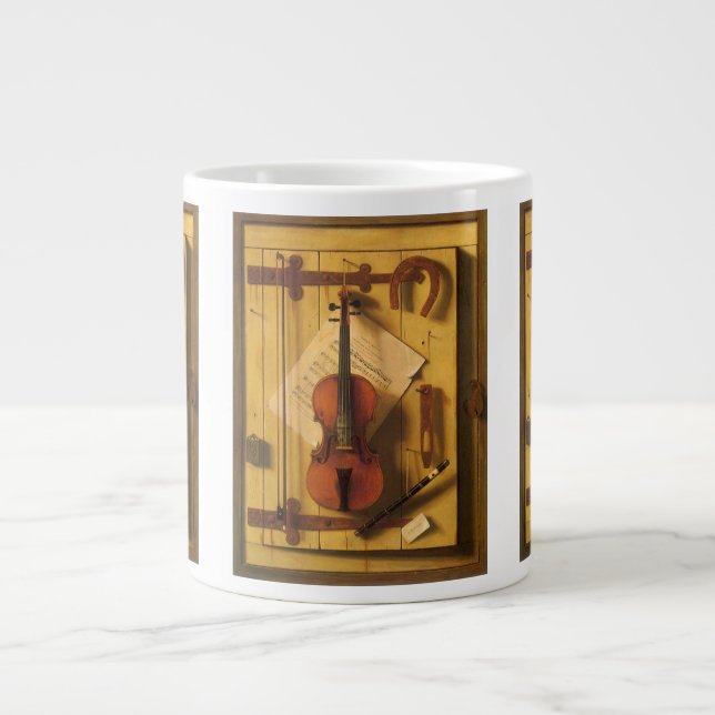 Still Life Violin and Music by William Harnett Large Coffee Mug (Front)