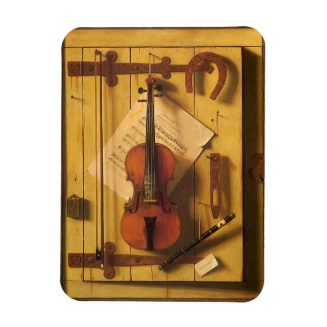 Still Life Violin and Music by William Harnett Magnet (Vertical)