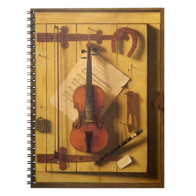 Still Life Violin and Music by William Harnett Notebook (Front)